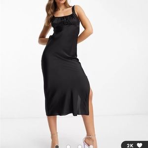 NEW WITH TAGS ASOS babydoll black midi dress
